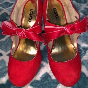 Red velvet platform shoes/heels